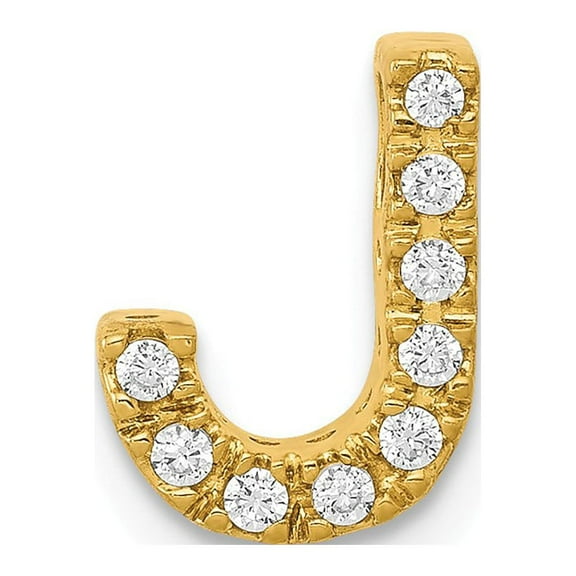 Real 14kt Yellow Gold Diamond Letter J Initial Charm Pendant; for Adults and Teens; for Women and Men