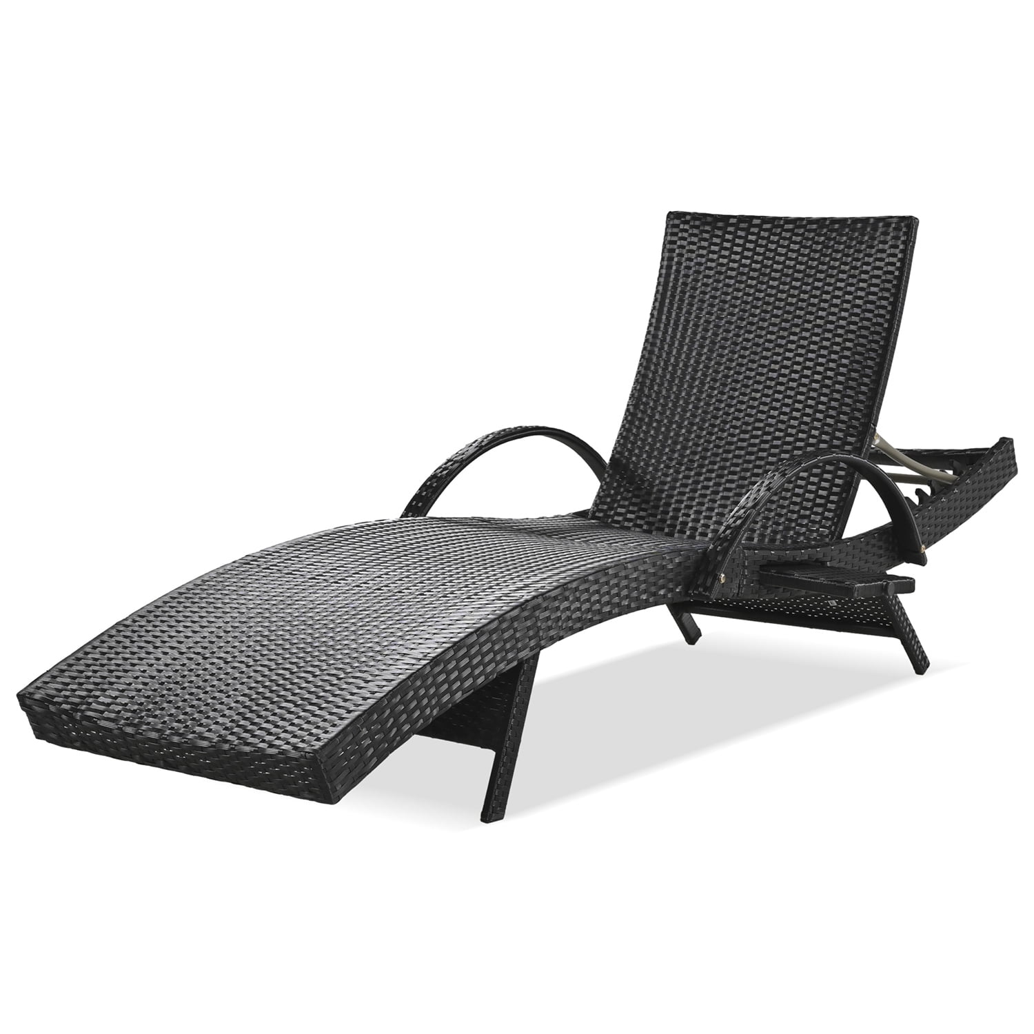 Aimee Lii Set of 2 Patio Wicker Adjustable Backrest Ergonomic Chaise Lounge Chairs with Pull-out Side Table, Convenient and Comfortable, Black Aimee Lii Set of 2 Patio Wicker Adjustable Backrest Ergonomic Chaise Lounge Chairs with Pull-out Side Table, Convenient and Comfortable, Black