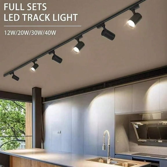 CANMEIJIA (Set) 6PCS Track Light Spotlight Set Track Lamp 220V Ceiling Spot Led Lights Fixture Wall Lamps Rail Lighting COB 12/20/30/40W Home Kitchen