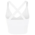 thumbnail image 3 of A2Y Women's Solid French Terry Cotton Back Cross Crop Top White M, 3 of 3