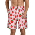 thumbnail image 2 of Uemuo Hand Drawn Strawberry Pattern Men's Swim Trunks Hawaiian Beach Bathing Suit Swimsuits Beach Quick-Dry Shorts with Pockets-Large, 2 of 9
