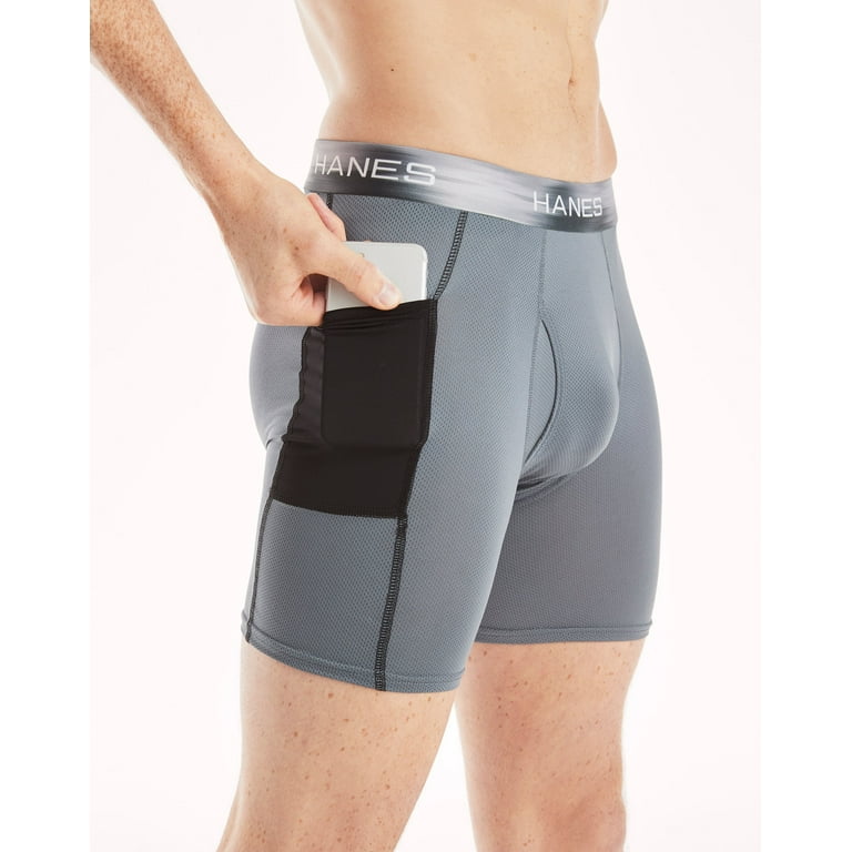 Hanes Ultimate Utility Pocket Men's Boxer Brief Underwear, X-Temp, 4-Pack  Assorted M
