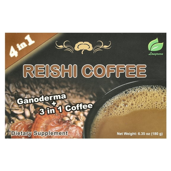 Longreen 4 in 1 Reishi Coffee, 10 Sachets, 6.35 oz (180 g)