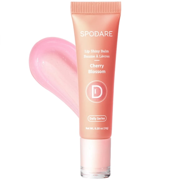 Spodare Lip Shiny Balm Cherry Blossom Lip Staff enriquecido con manteca de karité, extracto de baya de goji y complejo de ácido hialurónico, acabado brillante, peso ligero con manteca de karité