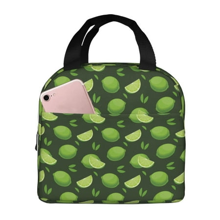 Insulated Lunch Bag for Women Men - Cute Limes Sea Green Leaves Leakproof Cooler Lunch Box for Women Men  Lunch Tote Bags for Work School Picnic Travel