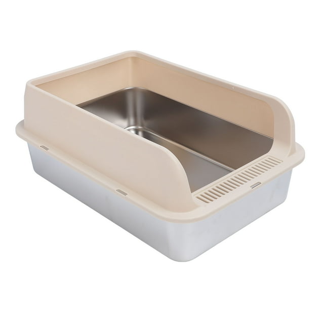 Stainless Steel Litter Box with Lid, Extra Large Cat Litter Box, Metal Litter Box High Sided, Never Absorbs Odors, Anti Urine Leakage, Easy Cleaning, Include Scoop