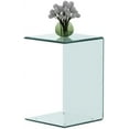 thumbnail image 4 of Glass End Table C Shaped Side Table Clear Tempered Glass Snack Table Modern Nightstand Bedside Table for Living Room, Bedroom, Office, Bathroom, 4 of 6