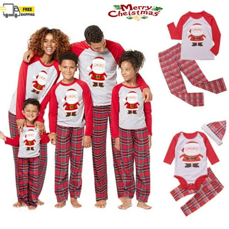 

Gueuusu Xmas Matching Family 2PCS/3PCS Pajamas Set Family Sleepwear Collection Christmas Sleepwear Nightwear Long Pajamas Set