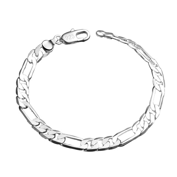 ODOMY Silver Plated Link Bracelet Vintage Style Silver Chain ODOMY Silver Plated Link Bracelet Vintage Style Silver Chain
