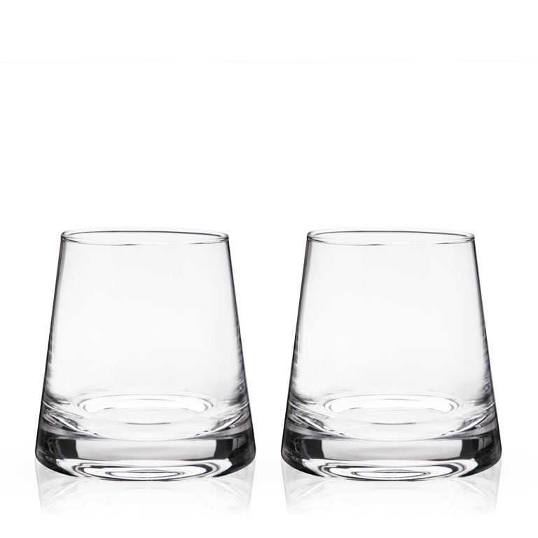 Crystal Square Whiskey Glass Set of 2 - Clear 340 Ml Heavy Base Rocks  Barware