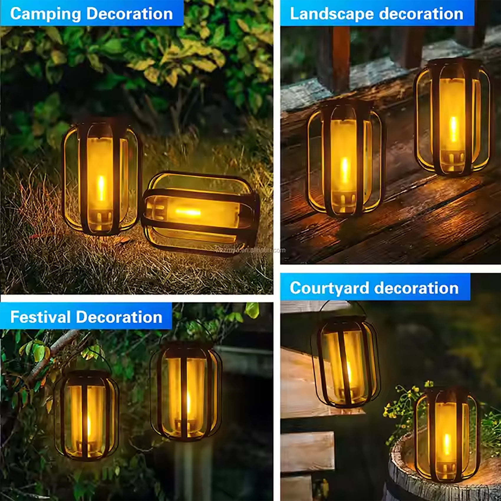 Newest Solar Lights Outdoor, Garden Lights, Landscape Lights with Light Sensor, 4 Lighting Ambiance, Waterproof, Type-C Charging, Campfire Ambiance Lights, Suitable for Camping, Yard and Home(2PCS)