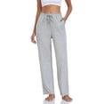 thumbnail image 3 of EA'S SECRET Wide Leg Pajama Pants for Women Bamboo High Waist Sweatpants Casual Lounge Yoga Pants Sleep Bottoms(Light Gray,L), 3 of 8
