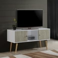 thumbnail image 2 of Hodedah 47" Wide Retro Entertainment Center in White-Grey Oak, 2 of 5