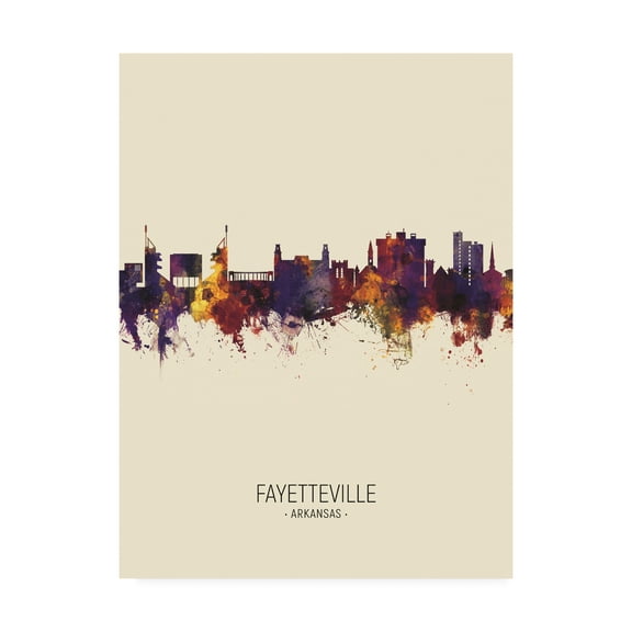 Trademark Fine Art 'Fayetteville Arkansas Skyline Portrait III' Canvas Art by Michael Tompsett