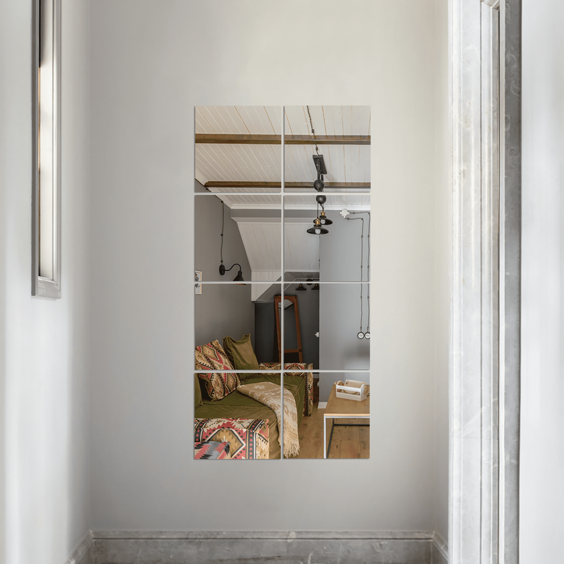 Wall Mirror Tiles for Wall, Frameless Mirror Over the Door, Big