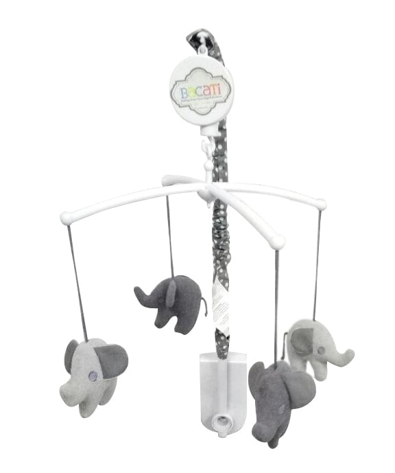 Bacati - Elephants White/Grey Musical Baby Crib Mobile