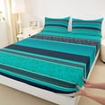 thumbnail image 4 of jejeloiu Nautical Paisley Queen Sheets For Men Women,Coastal Print Queen Sheet Sets,Teal Navy,4 Pieces,1 Flat Sheet, 1 Fitted Sheet and 2 Pillowcases, 4 of 6