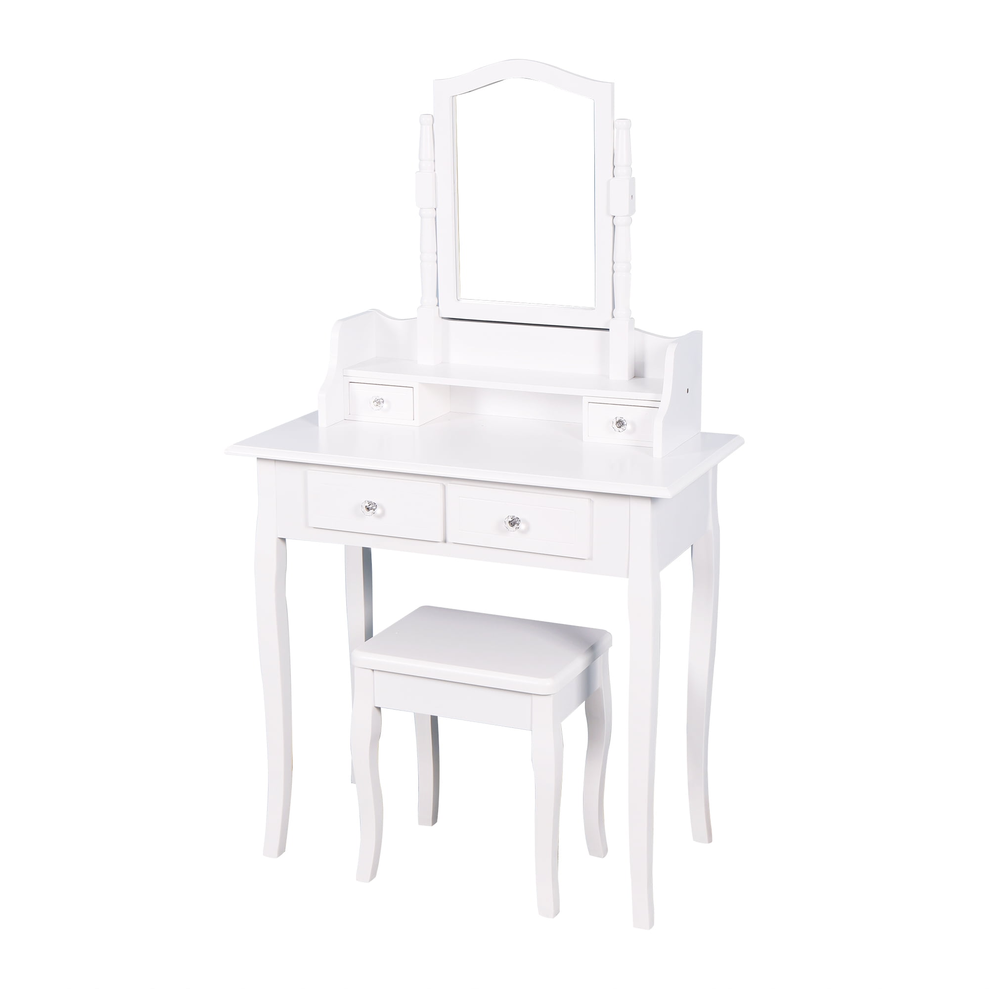 Resenkos Makeup Vanity with Mirror, Mid-Century Dressing Table for Writing Study Bedroom, White Resenkos Makeup Vanity with Mirror, Mid-Century Dressing Table for Writing Study Bedroom, White