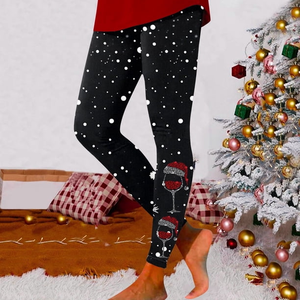 MKLEKYY Leggings con estampado navideño para mujer, leggings para hacer ejercicio, pantalones de yoga 5