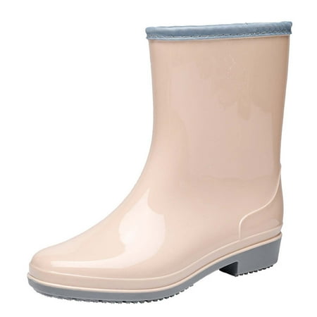 

jsaierl Fashion Mid-tube Rain Boots Ladies Pvc Non-slip Rain Boots Water Shoes Woman Rubber Shoes