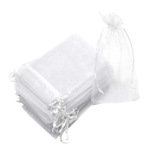 100pcs Gauze Drawstring Bag Festival Goody Pouch Portable Jewelry Storage Pouch