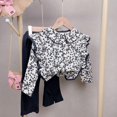 thumbnail image 3 of Aosijia Toddler Baby Girl 2-Piece Suit Floral Print Long Sleeve Tops Flared Pants Set Kids Outfits, 3 of 13