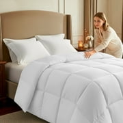 PEKUR All Season Comforter for Adults , Cozy & Lightweight,Box Stitched (Twin Size,White, 88x64)