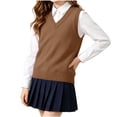 thumbnail image 2 of XRoczxe Kids V‑Neck Knit Vest, Unisex Boys Girls Solid‑Color Sleeveless Sweater Vest, Preppy School Casual Layering Tank Top, 2 of 8