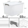 thumbnail image 5 of Kerhouze 69 Qt 4 Pack Plastic Clear Storage Bin with Lids Latch Box Large, 5 of 6