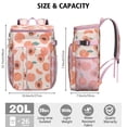 thumbnail image 3 of Peach Print Insulated Cooler Backpack - 20L High-Capacity Soft Cooler Bag for Camping, Beach & Picnic, Leakproof Lunch Backpack with Vibrant Kawaii Peach Fruit Design, Keeps Food & D, 3 of 5