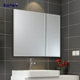 thumbnail image 5 of Taimei DIY Wall 2-Door Frameless Mirror Medicine Cabinet 30" Wx26" Hx4.5/8” D with Beveled Edges, Color Black, Bathroom Mirror Cabinet with Adjustable 2 Glass Shelves, Storage Cabinet by FOCA US, 5 of 8