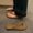 Coffee, variant on PiGOGI Women's Round Toe Flip Flops Cushioned Footbed Non-Slip Comfortable Beach Sandals Summer Silver 9