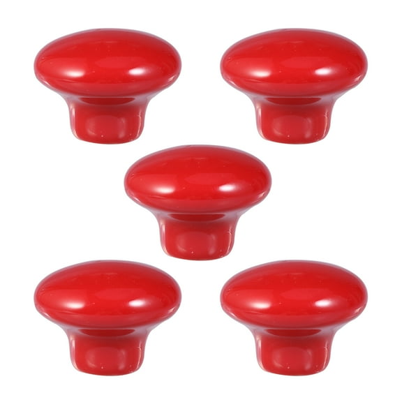 Tinksky 5pcs Durable Round Ceramic Kitchen Cupboard Cabinet Drawer Door Knobs Pull Handles - Size S (Red)