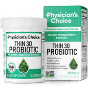 Physician's Choice Thin 30 Probiotic 30 Counts for Weight Management & Bloating - Supports Gut Health for Women & Men