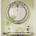 thumbnail image 3 of Modern Crystal Crush Diamond Sparkly Round Silver Wall Mirror - Handcrafted Frameless Design for Bedroom, Bathroom, Living Room, Entryway, 3 of 6