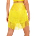 thumbnail image 2 of Aislor Women's Rhinestone Shiny Latin Dance Fringe Hem Salsa Tango Ballroom Performance Skirt Yellow L, 2 of 6