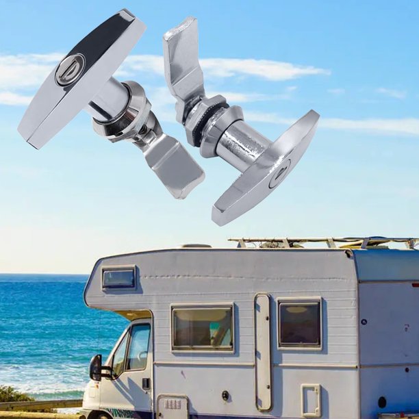 Cerradura de puerta Universal con manija en T para RV con pestillo antirrobo de 2 llaves para camión caravana RV
