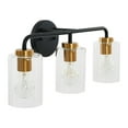 thumbnail image 4 of Robert Stevenson Lighting Kendrick - Metal and Glass 3-Light Vanity Light, Matte Black and Brushed Gold, 4 of 5