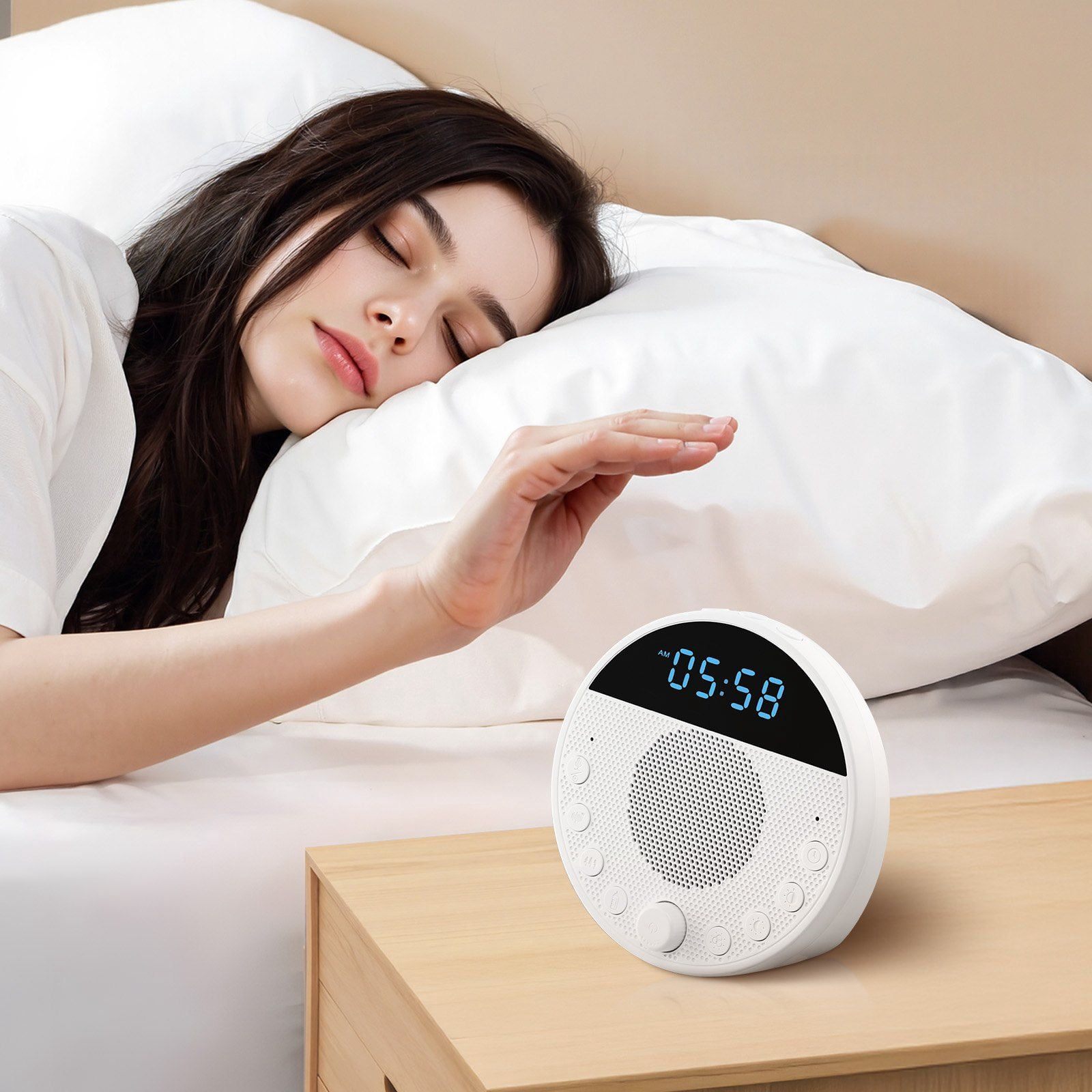 Sound Machine with 18 Soothing Sleep Sounds, 6 White Noise, 6 Lullabies, 6 Nature Sounds, 6-in-1 White Noise Machine with App Control, Adjustable Night Light, Timer, Dual Alarm, Portable Sleep Aid