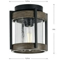 thumbnail image 2 of Whitmire Collection One-Light Matte Black with Aged Oak Accents Clear Seeded Glass Farmhouse Outdoor Ceiling Mount Light, 2 of 2