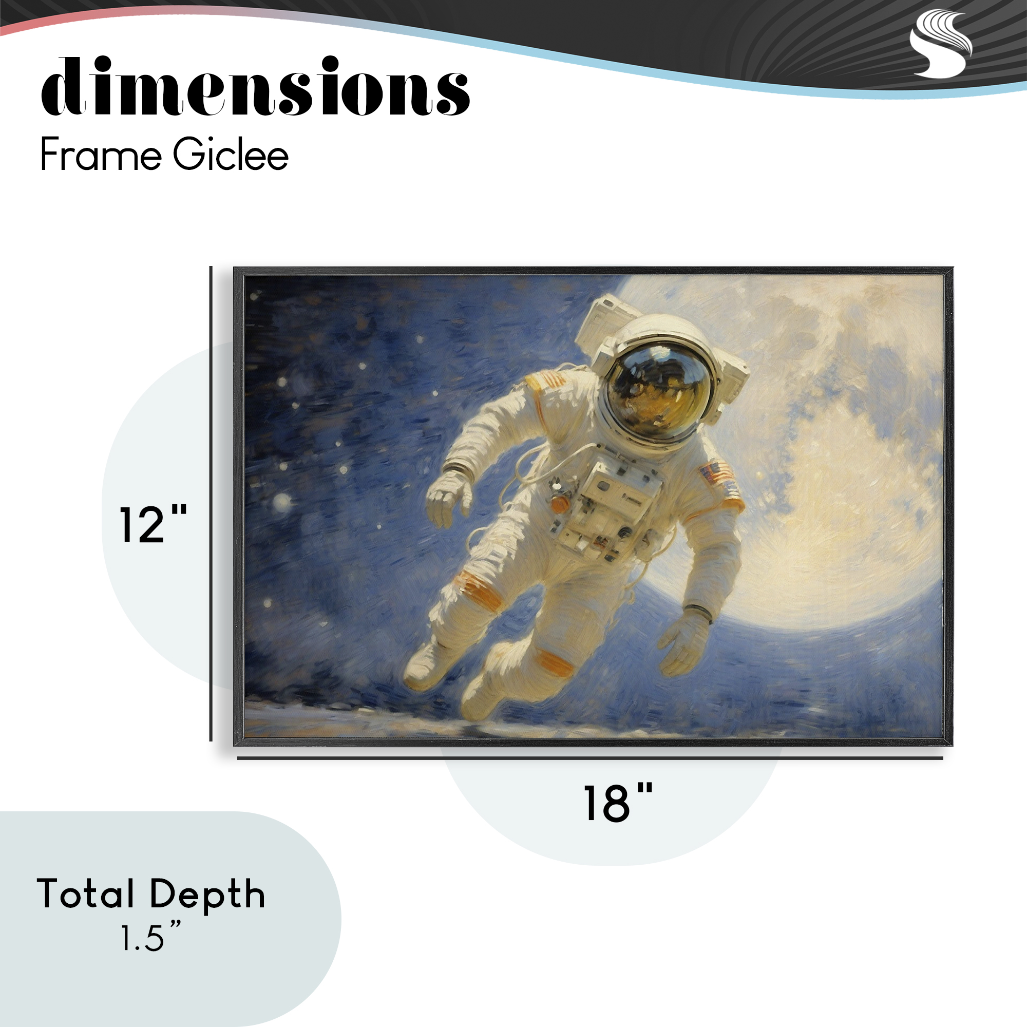 Astronaut in Vast Galaxy Black Framed Giclee Art, design by Angie Hawke