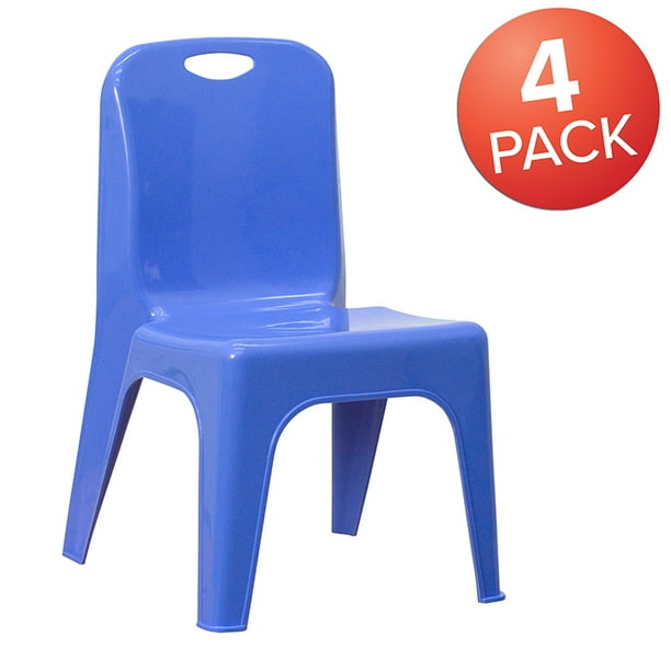 4 Pack Blue Plastic Stack School Chair with Carrying Handle and 11