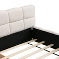 thumbnail image 4 of Christopher Knight Home Minimalist Chenille Queen Upholstered Bed, Tufted Checkerboard Headboard, Light Beige, 4 of 7