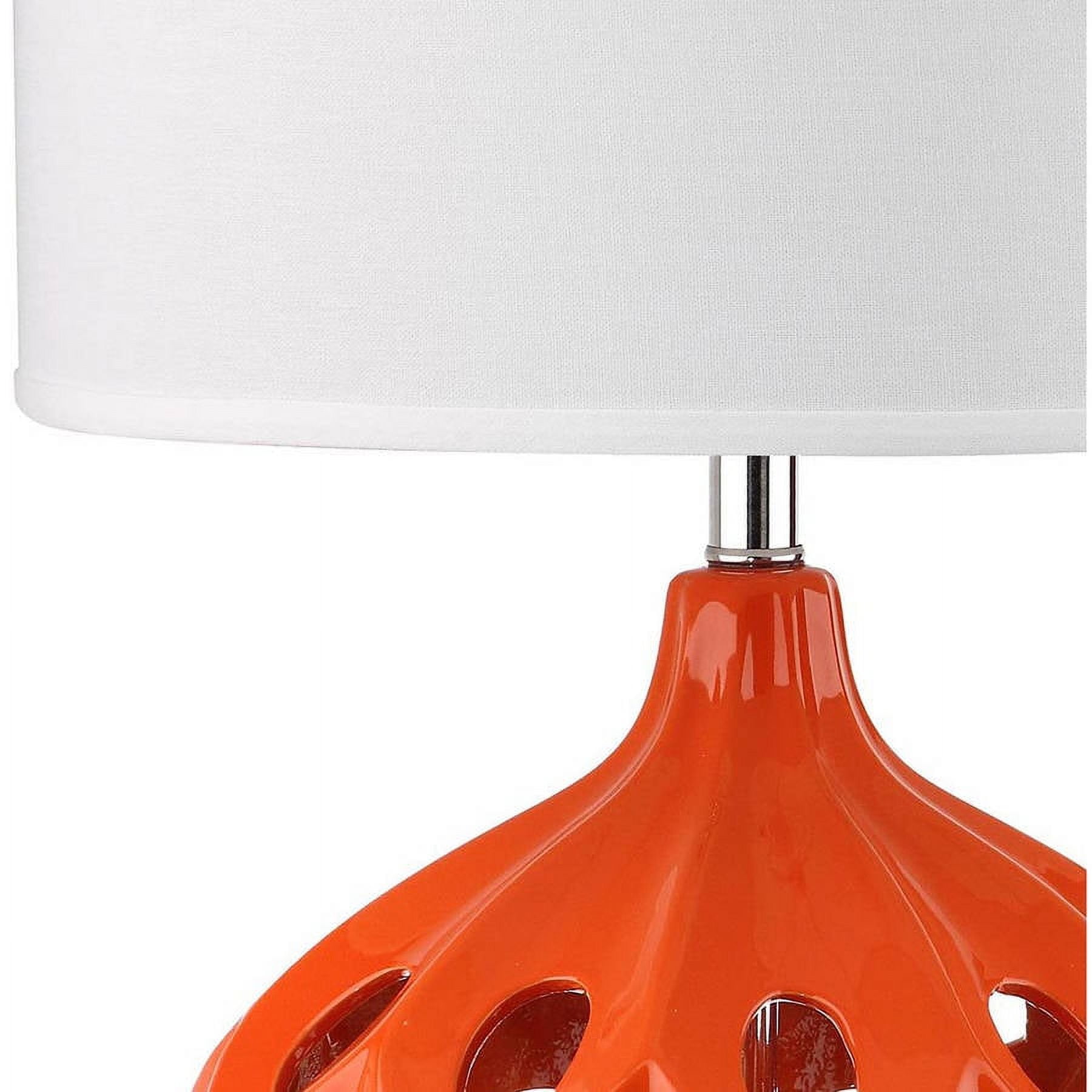 SAFAVIEH Regina 29 in. H Ceramic Solid Retro Table Lamp, Orange