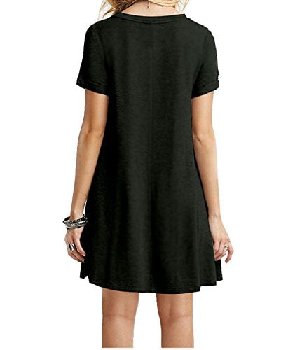 MOLERANI Women's Casual Plain Short Sleeve Simple T-Shirt Loose Dress,  Black, Large - Walmart.com