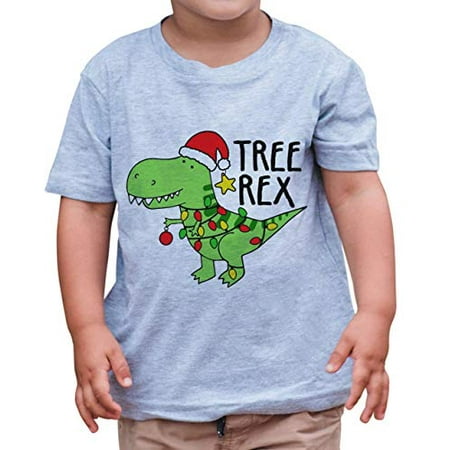 

7 ate 9 Apparel Kids Treerex Dinosaur Christmas T-Shirt Grey