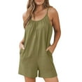 thumbnail image 5 of snowsong Women's Jumpsuits, Rompers and Overalls,2024 New Women's Solid Casual Pocket Suspender Short Jumpsuit,Jumpsuits for Women,Plus Size Jumpsuit,Jumpsuits Casual,(Clearance) Army Green L, 5 of 9