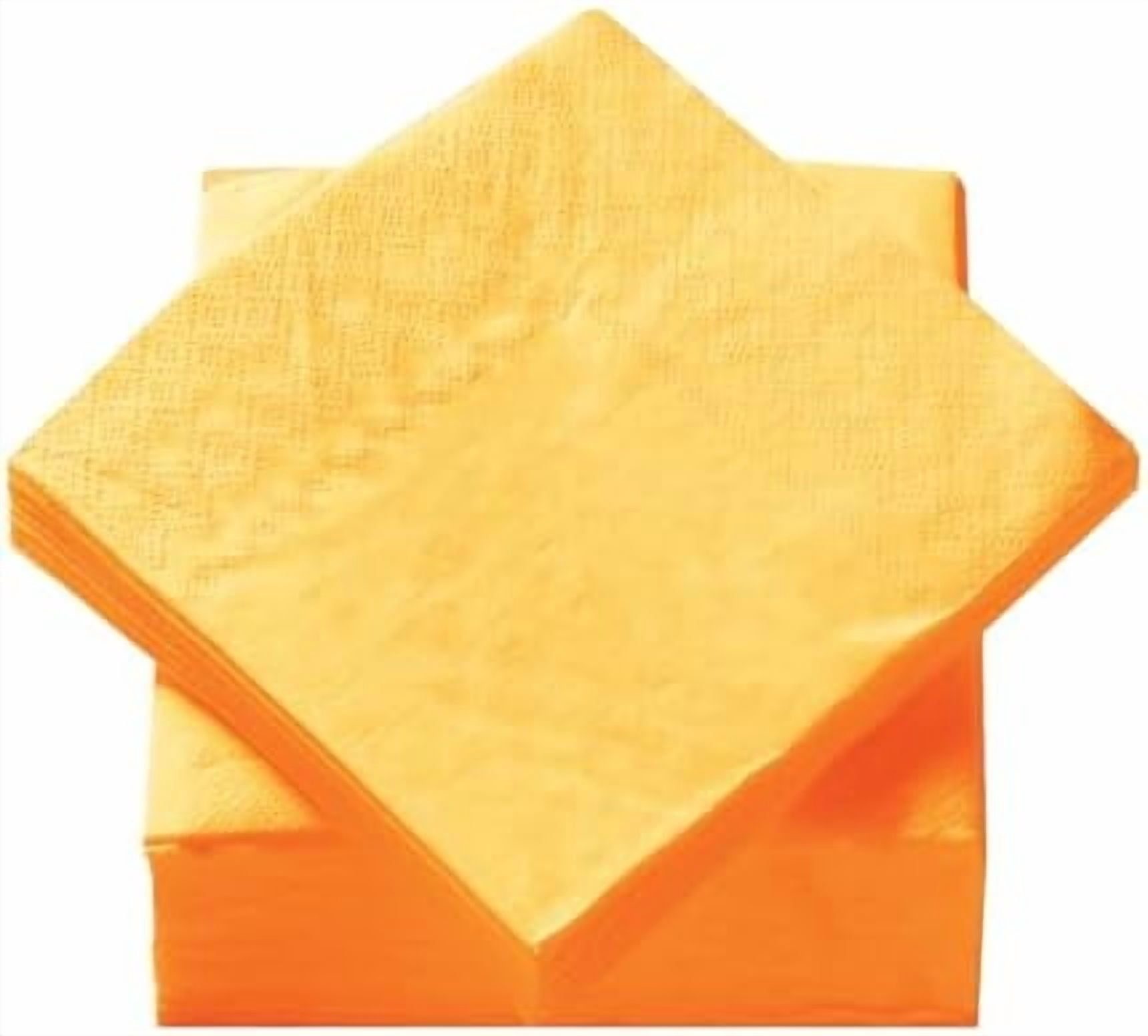 200 Pack Cocktail Napkin 2-Ply Dessert Napkins Folded 5 x 5 Inches Disposable Napkins for Dinner Wedding Birthday Party Bridal Anniversary Reception Event (200, Yellow)
