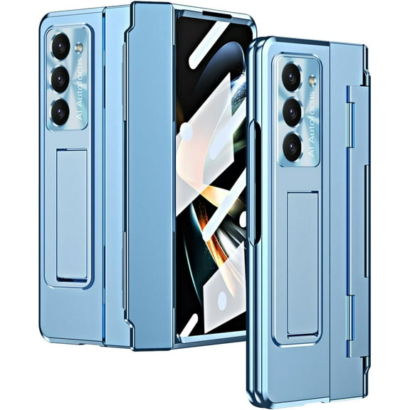 Case for Samsung Galaxy Z Fold 5 2023, One-Piece Housing Z Fold5 Case with Kickstand and Screen Protector, Full Protection (Blue)