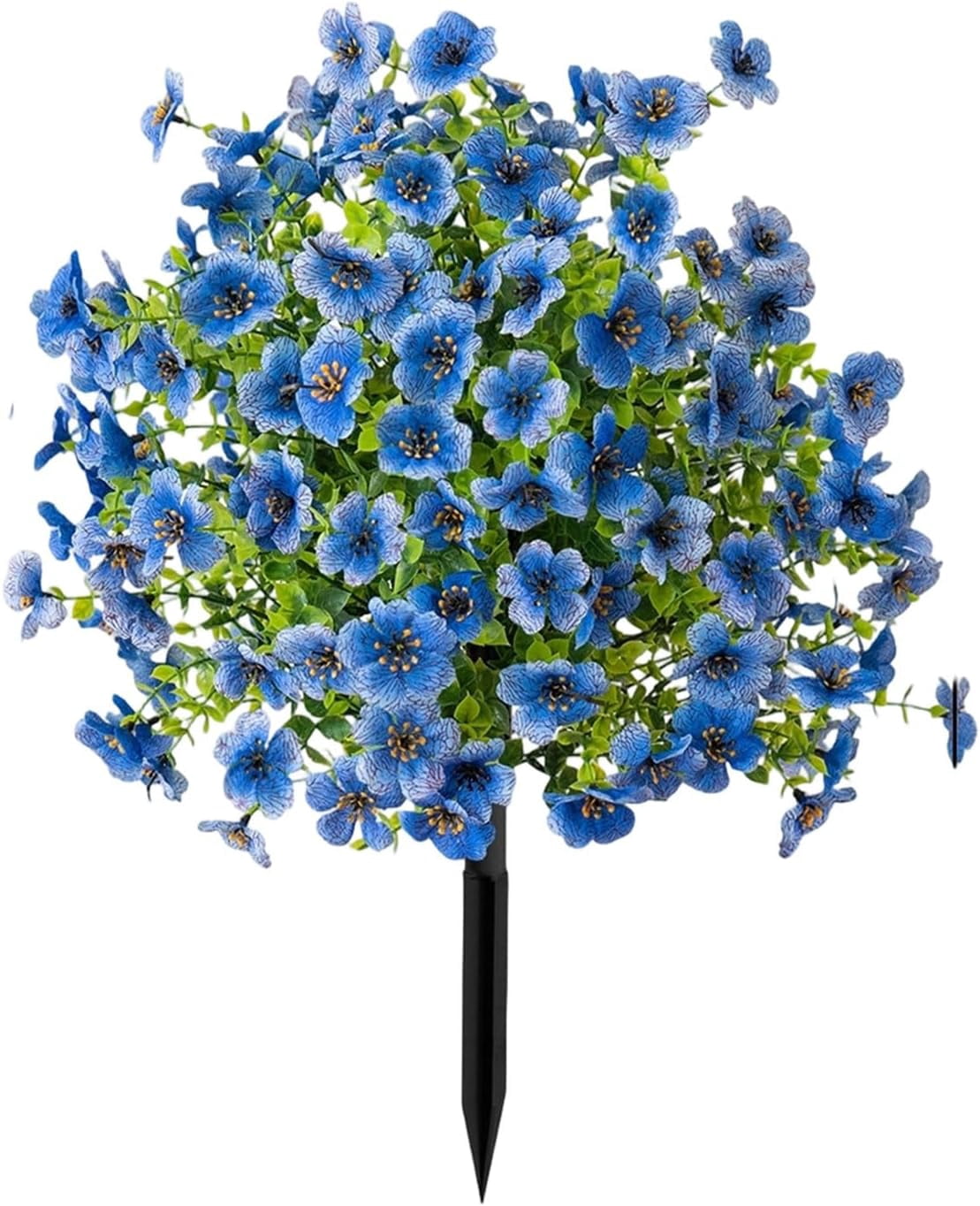 Artificial Flowers with Ground Spikes,Artificial Flowers for Outdoor Garden,UV Resistant & Waterproof,Flower Decor for Yard Lawn Patio Walkway Porch Home (Blue)